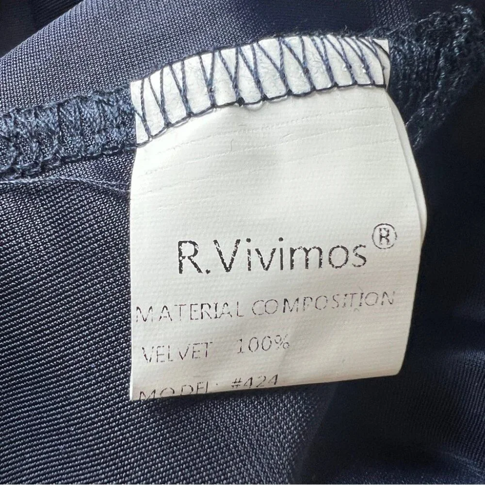 R. VIVIMOS Blue Velvet and Chiffon Jacket Duster Witchy Cloak Size Large - Picture 6 of 12